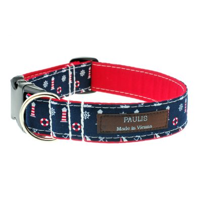 Hundehalsband von Paulis Hundeausstatter | Paulis Ahoi | Leuchtturm | dunkelblau