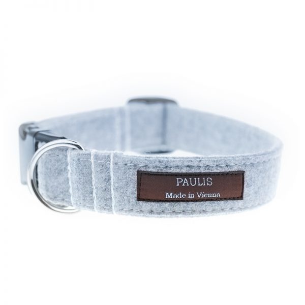 Paulis Hundeausstatter, Hundehalsband aus Loden in Grau