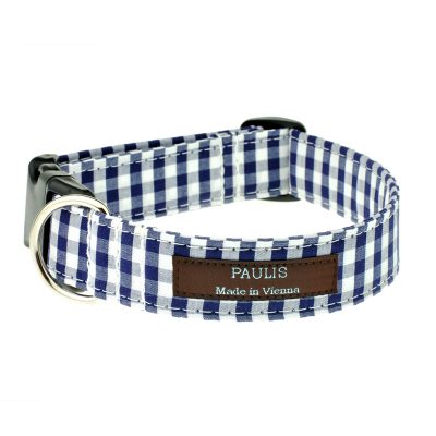 Hundehalsband von Paulis Hundeausstatter | Bauernkaro | dunkelblau
