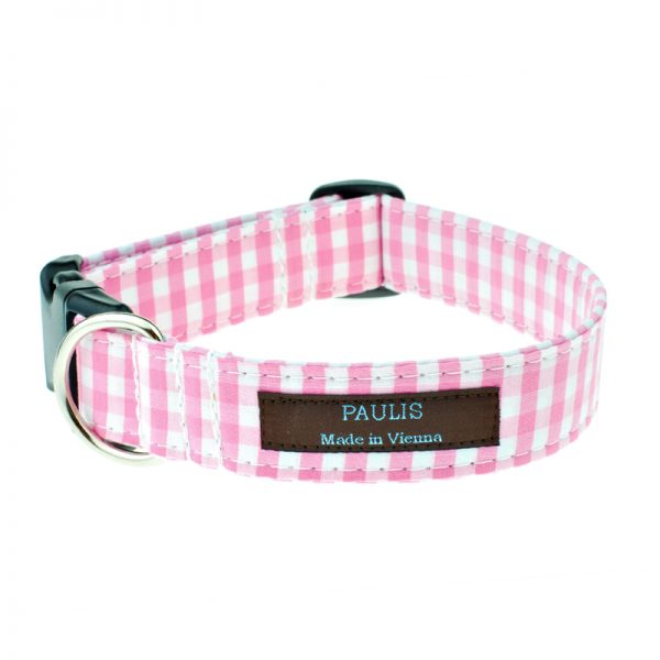 Hundehalsband von Paulis Hundeausstatter | Bauernkaro | rosa