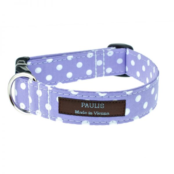 Hundehalsband von Paulis Hundeausstatter | Polka-Dots-Muster | flieder