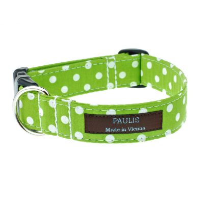 Hundehalsband von Paulis Hundeausstatter | Polka-Dots-Muster | apfelgrün