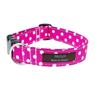 Hundehalsband von Paulis Hundeausstatter | Polka-Dots-Muster | pink