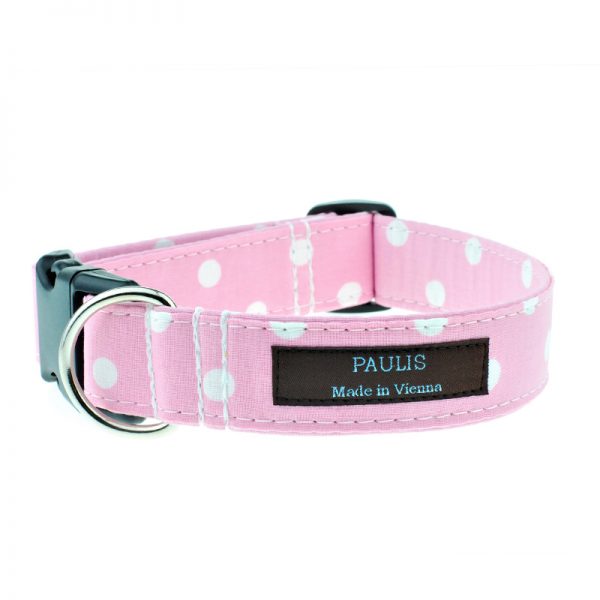 Hundehalsband von Paulis Hundeausstatter | Polka-Dots-Muster | rosa