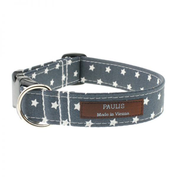 Hundehalsband von Paulis Hundeausstatter | Sternchenmuster | dunkelgrau