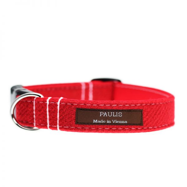 Hundehalsband von Paulis Hundeausstatter aus Harris Tweed in Feuerrot