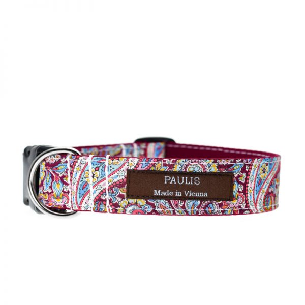 Paulis Hundeausstatter, Hundehalsband, Liberty London, Emma and Georgina Tana Lawn Cotton maroonered