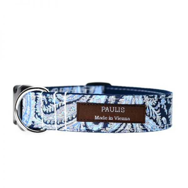 Paulis Hundeausstatter, Hundehalsband, Liberty London, Felix and Isabelle Tana Lawn Cotton darkblue/lightblue